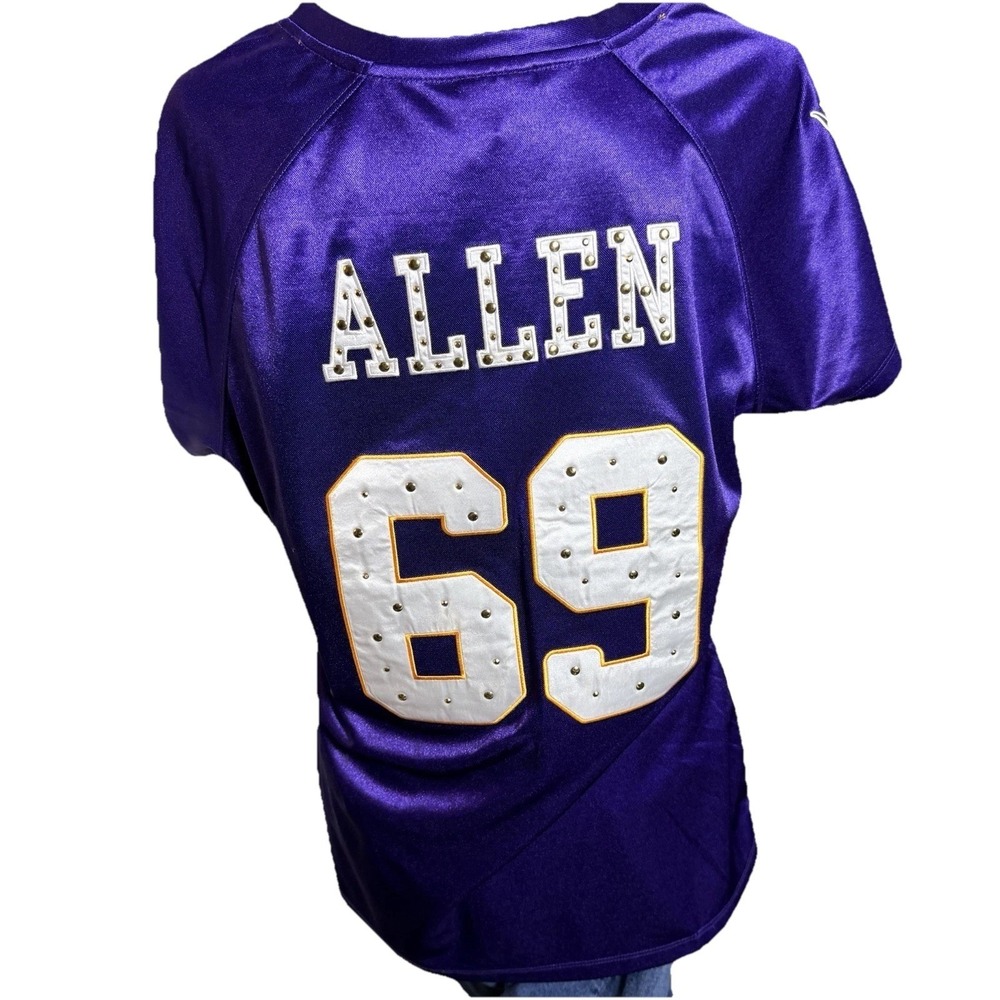 Purple Minnesota Vikings Allen 69 Football Jersey Women's Rhinestone Embellished - Picture 2 of 6